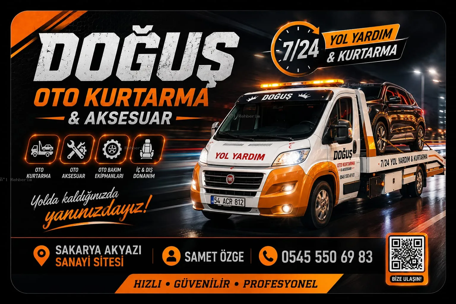 Akyazı Doğuş Oto Kurtarma 7/24 Kurtarıcı Yol Yardım