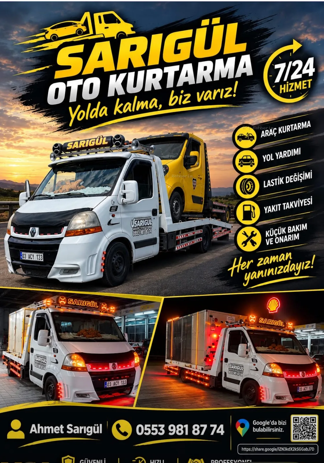 Afyon oto çekici kurtarma sarıgül